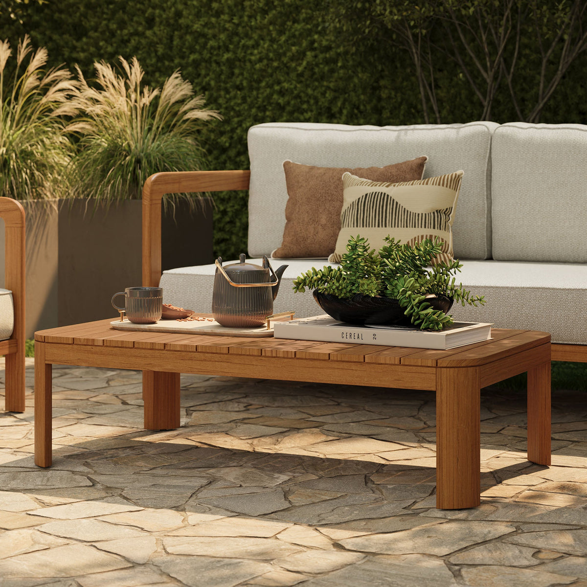Kona 47 Inch Outdoor Teak Wood Coffee Table - view 13