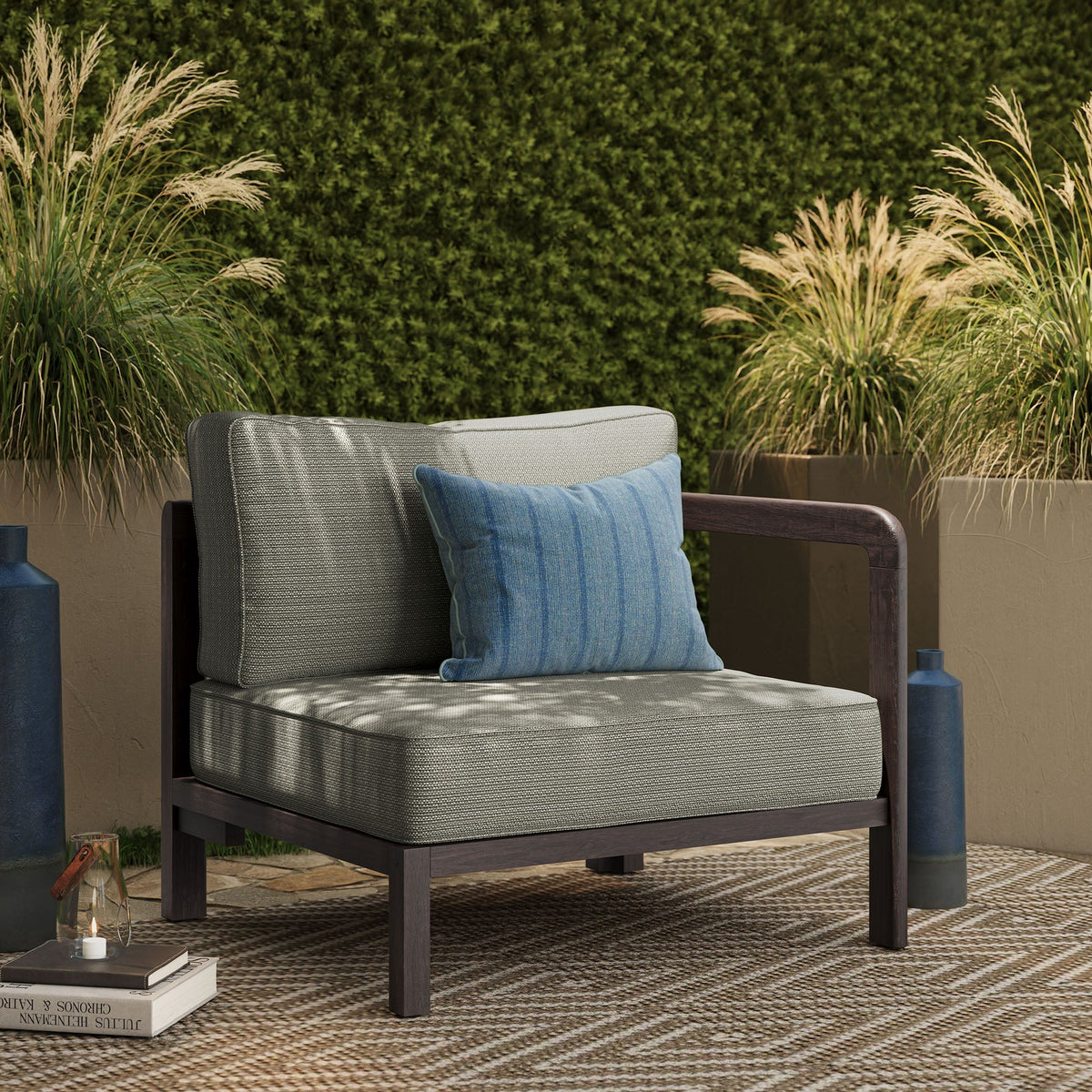 Kona Outdoor Teak Wood Right-Arm Facing Modular Armchair - view 14