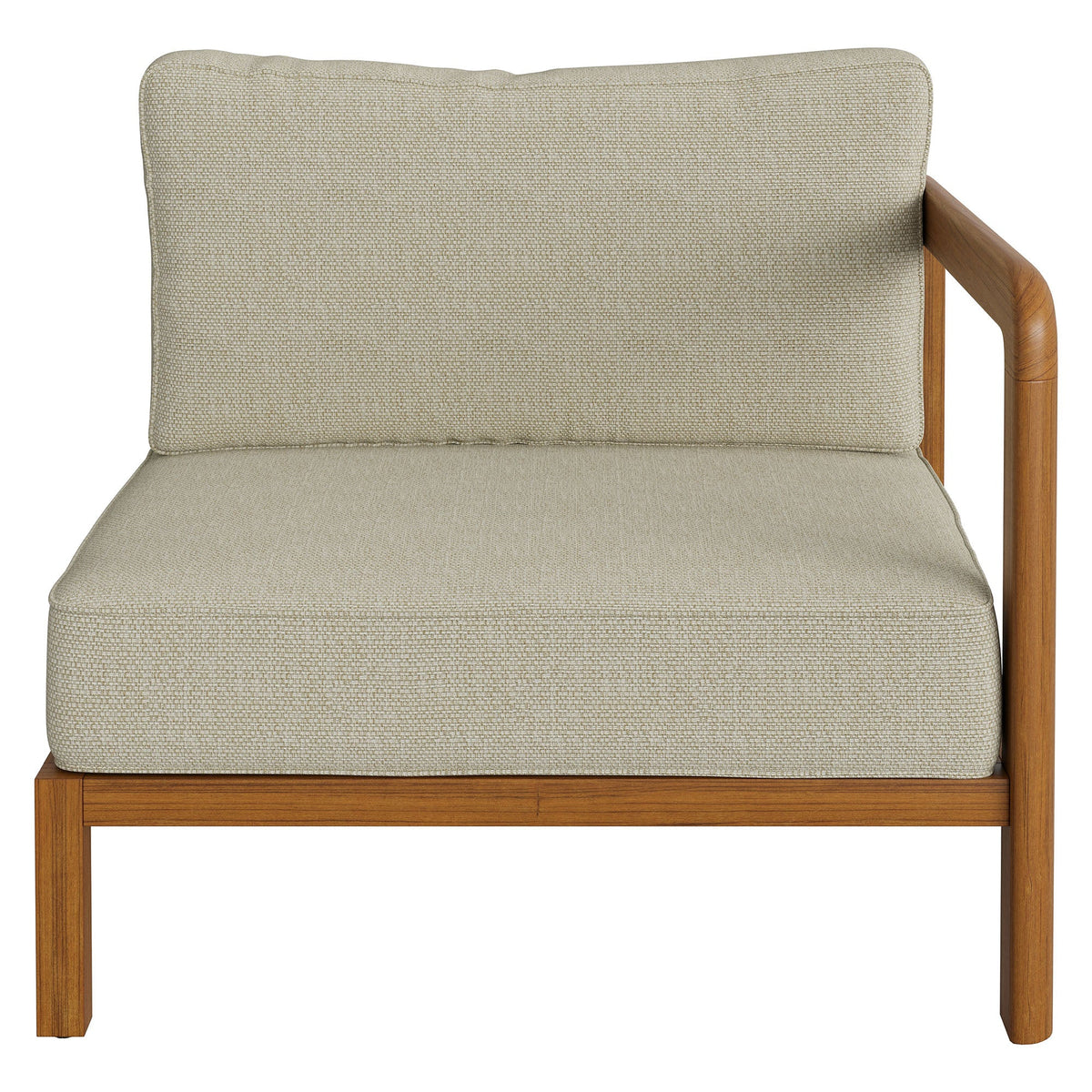 Kona Outdoor Teak Wood Right-Arm Facing Modular Armchair - view 1