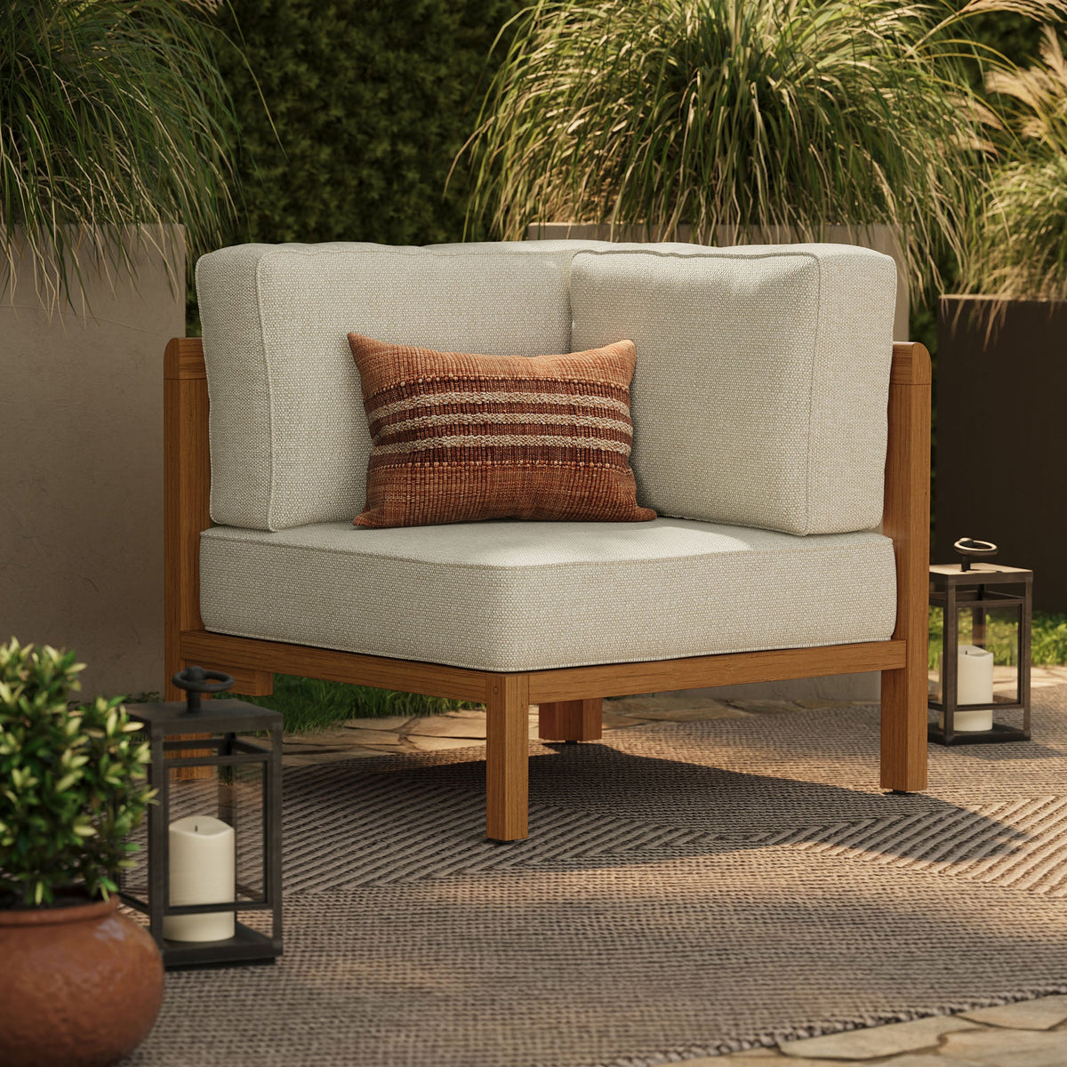 Kona Outdoor Teak Wood Corner Modular Chair