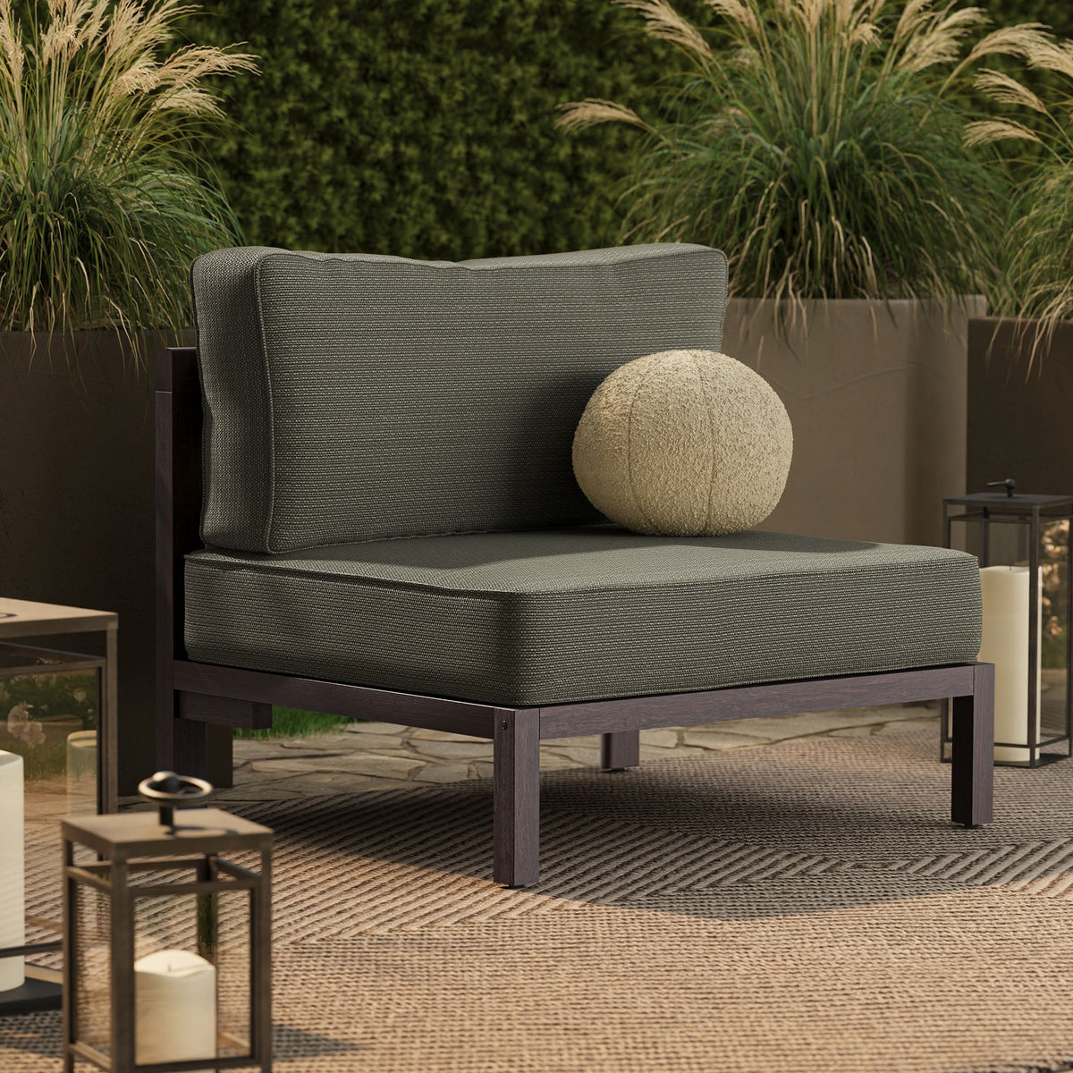 Kona Outdoor Teak Wood Armless Modular Chair
