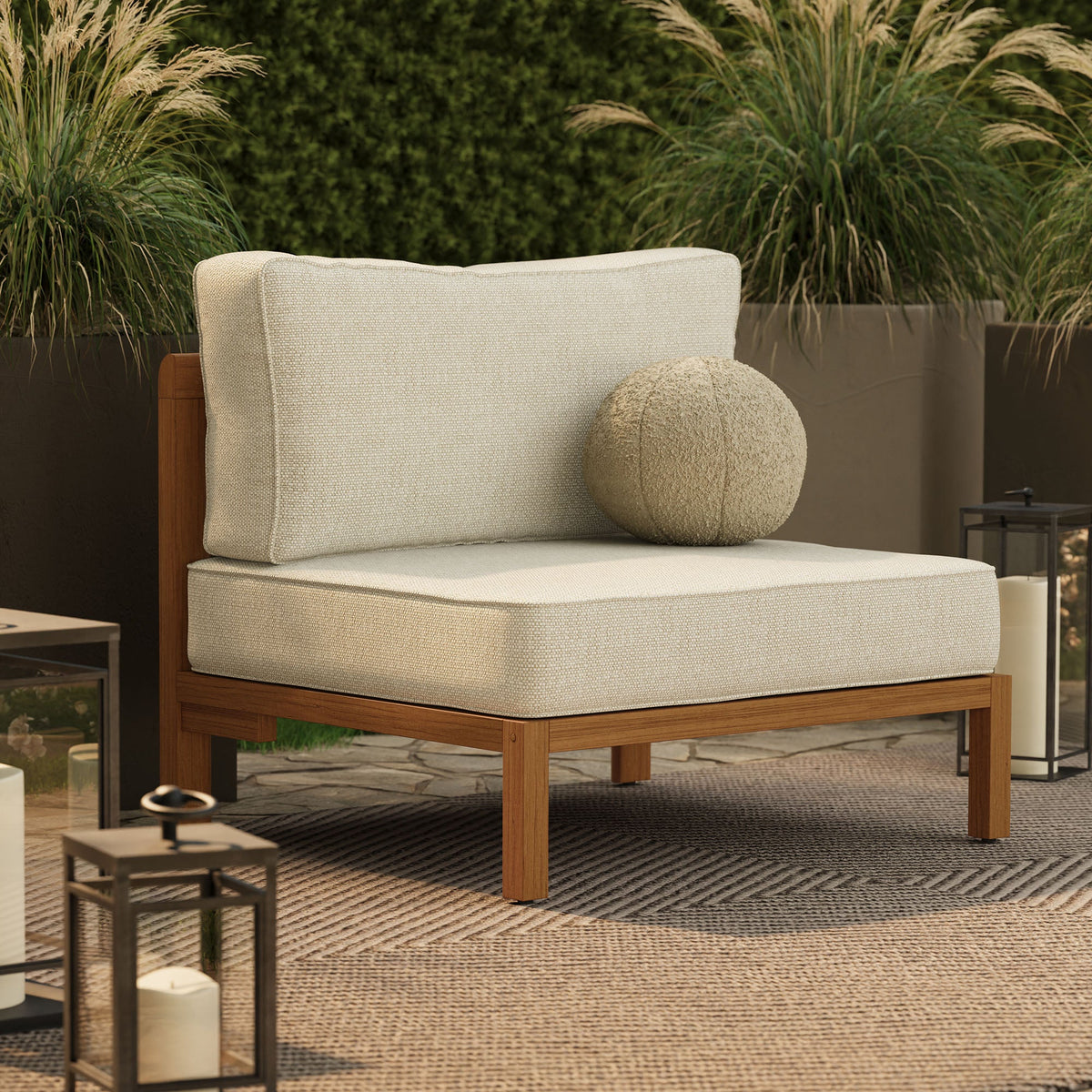 Kona Outdoor Teak Wood Armless Modular Chair