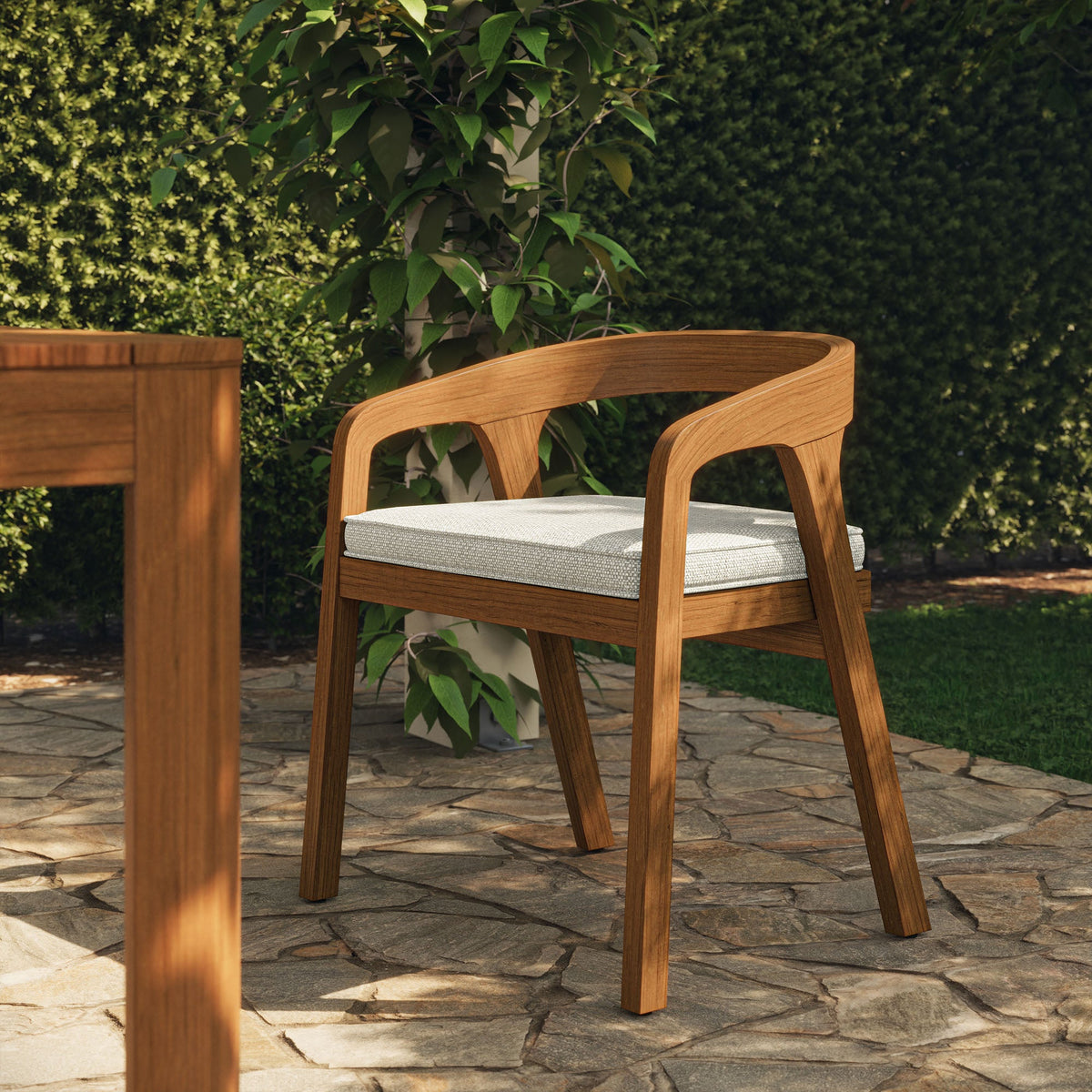 Kona Outdoor Teak Wood Barrel Dining Chair