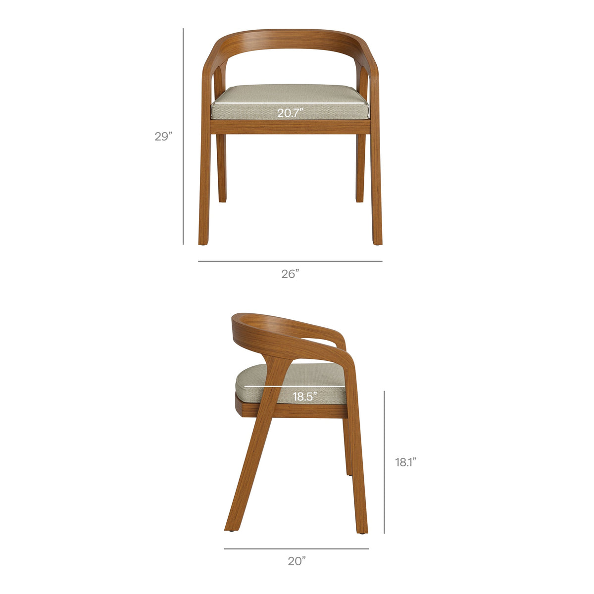 Kona Outdoor Teak Wood Barrel Dining Chair