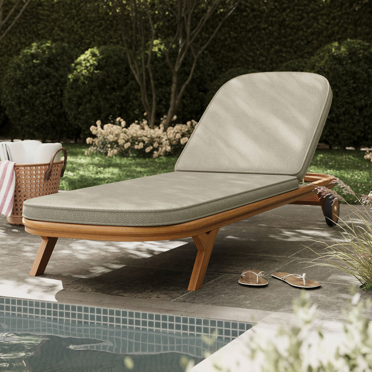 Kona Outdoor Teak Wood Chaise Lounge Chair