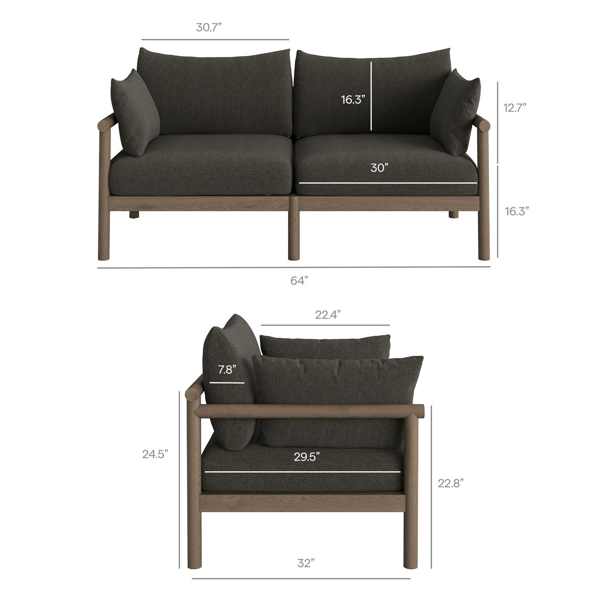 Eleni Outdoor Teak Wood Loveseat