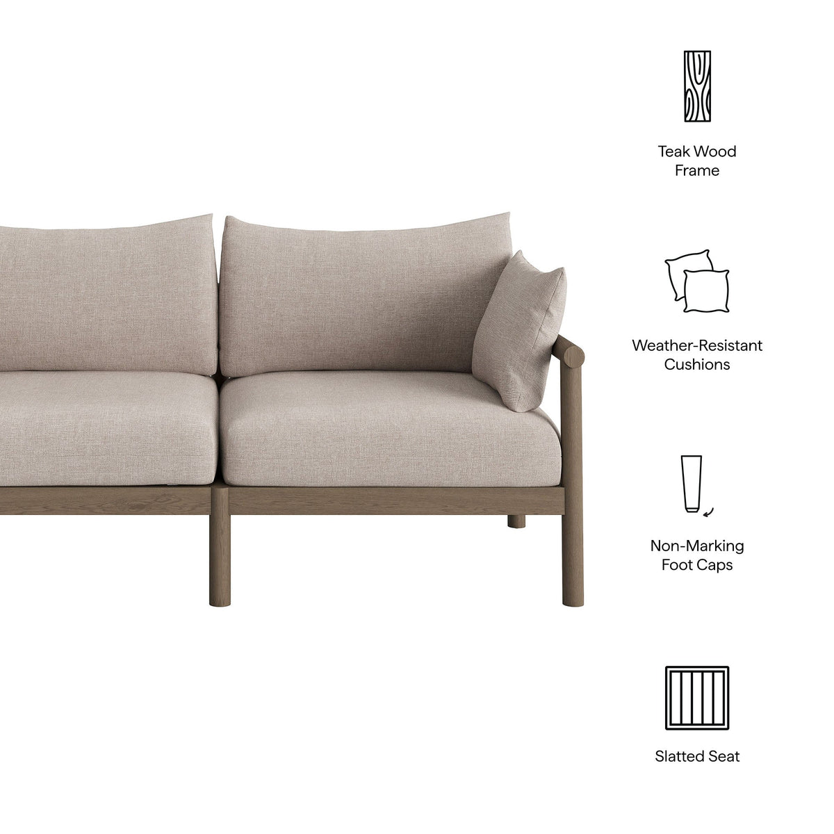 Eleni Outdoor Teak Wood Loveseat