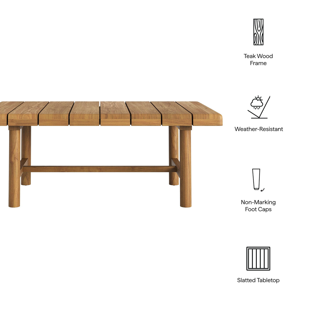 Eleni 41-Inch Outdoor Teak Wood Coffee Table