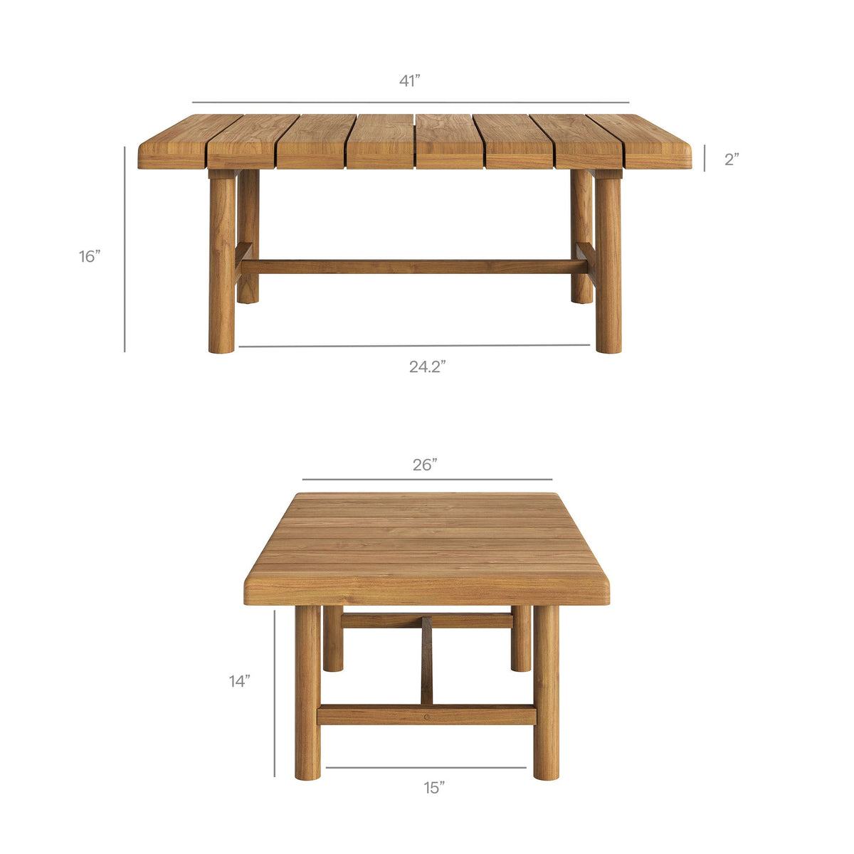 Eleni 41-Inch Outdoor Teak Wood Coffee Table