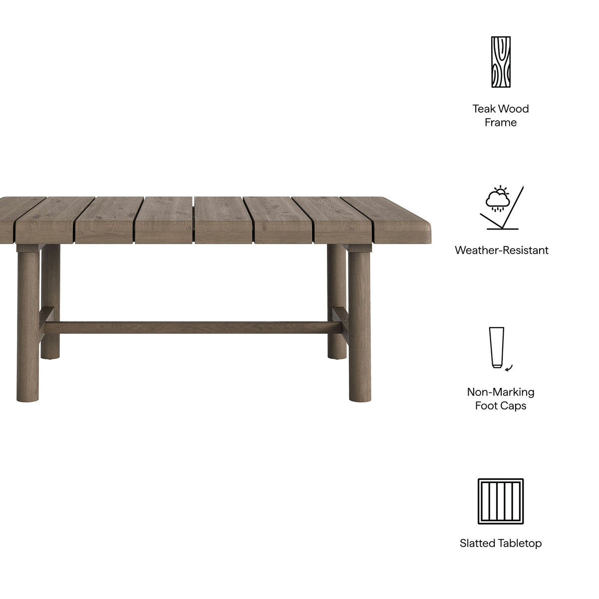 Eleni 41-Inch Outdoor Teak Wood Coffee Table