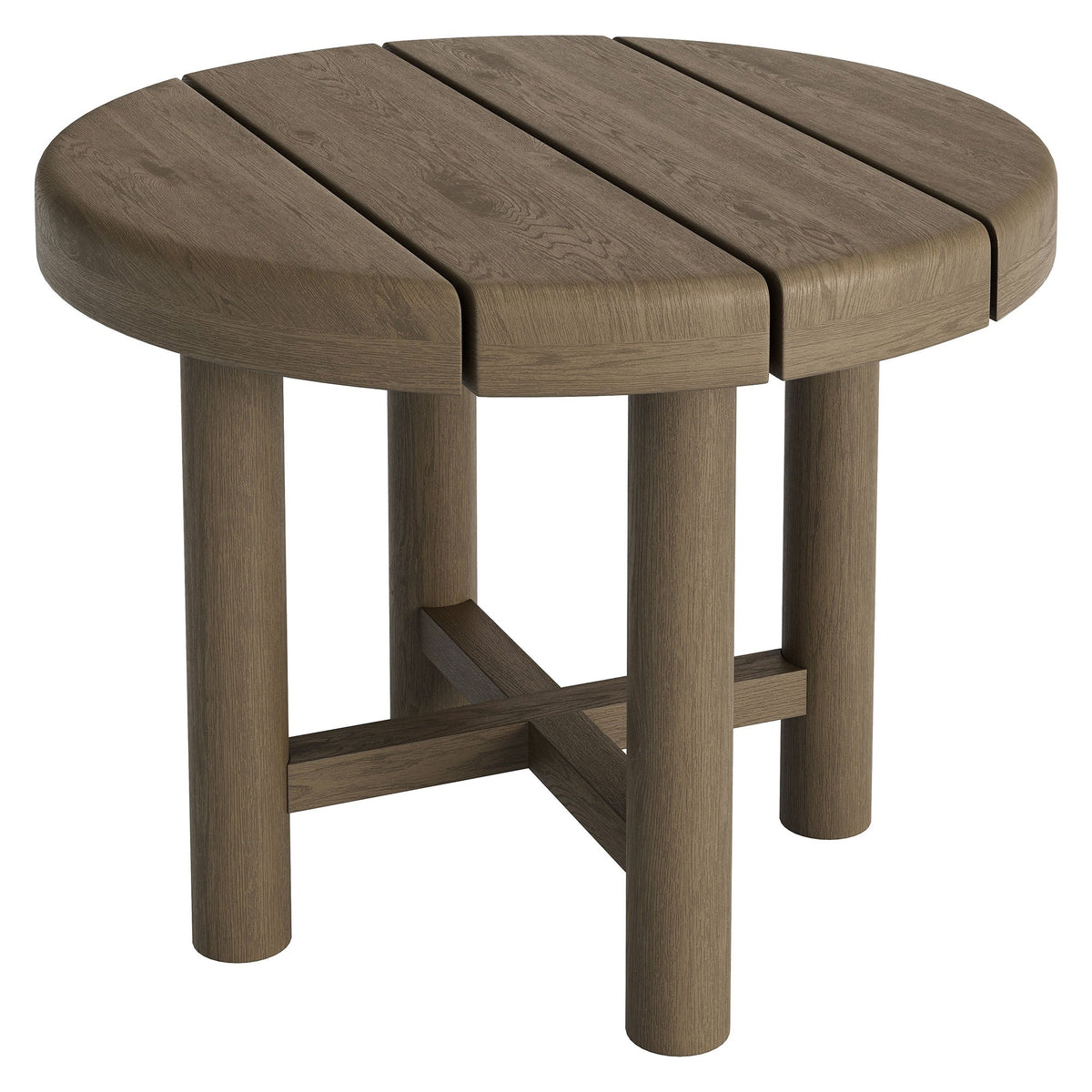 Eleni 20-Inch Round Outdoor Teak Wood Side Table