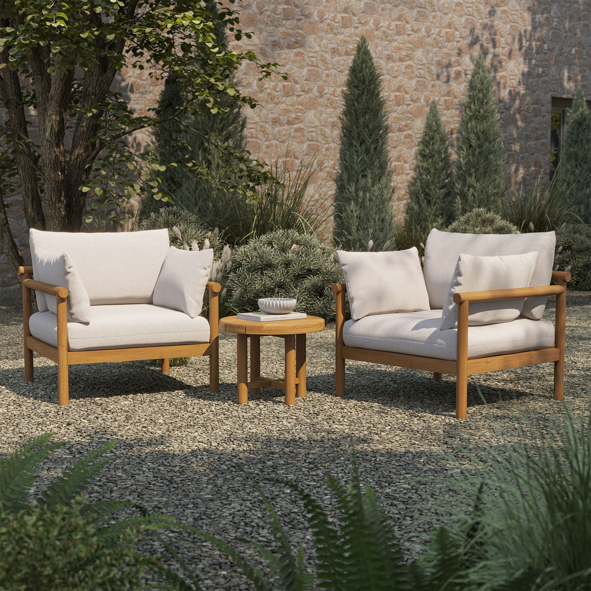 Eleni 3-Piece Outdoor Teak Wood Furniture Set
