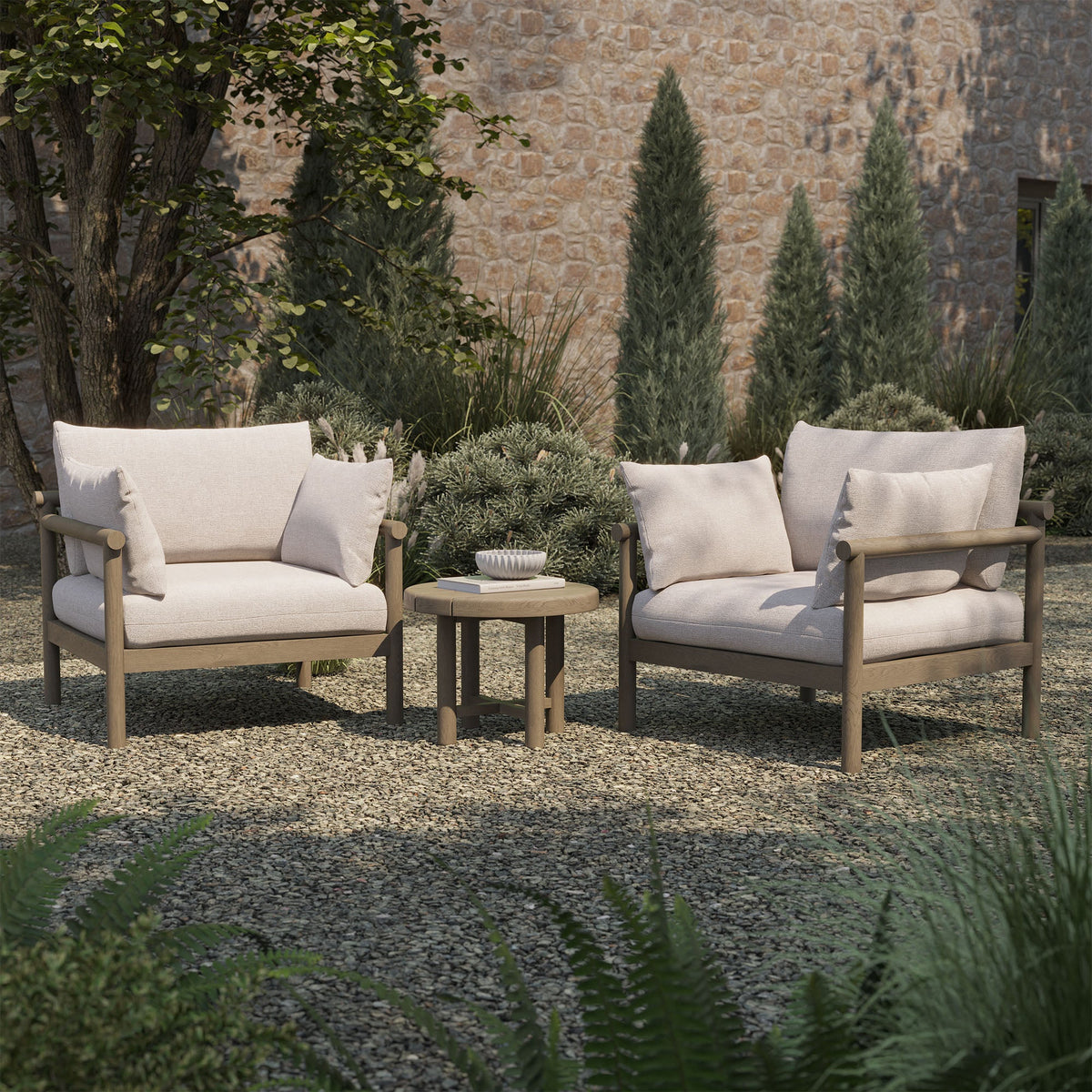 Eleni 3-Piece Outdoor Teak Wood Furniture Set