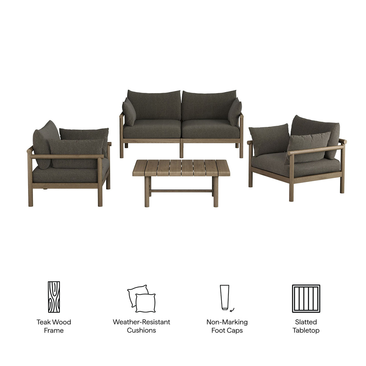 Eleni 4-Piece Outdoor Teak Wood Sofa Set