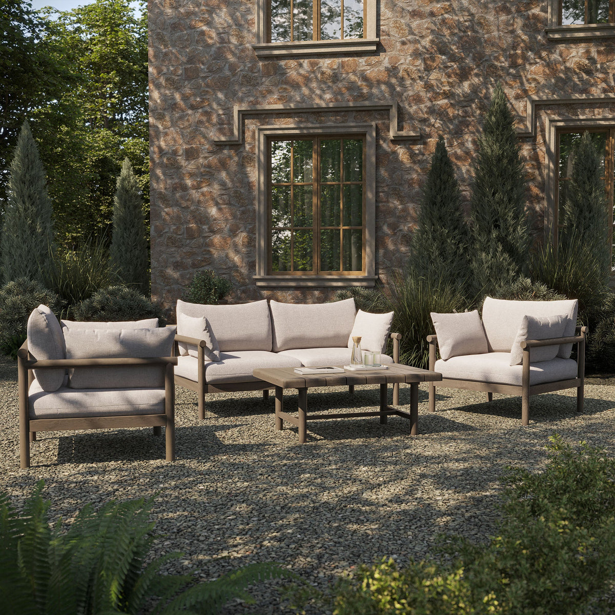 Eleni 4-Piece Outdoor Teak Wood Sofa Set