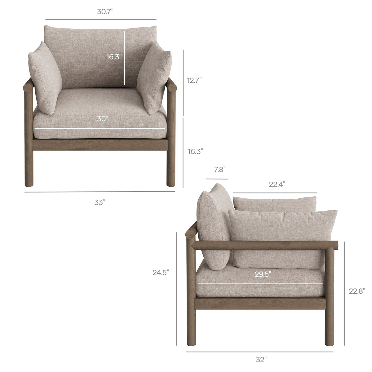 Eleni 4-Piece Outdoor Teak Wood Sofa Set