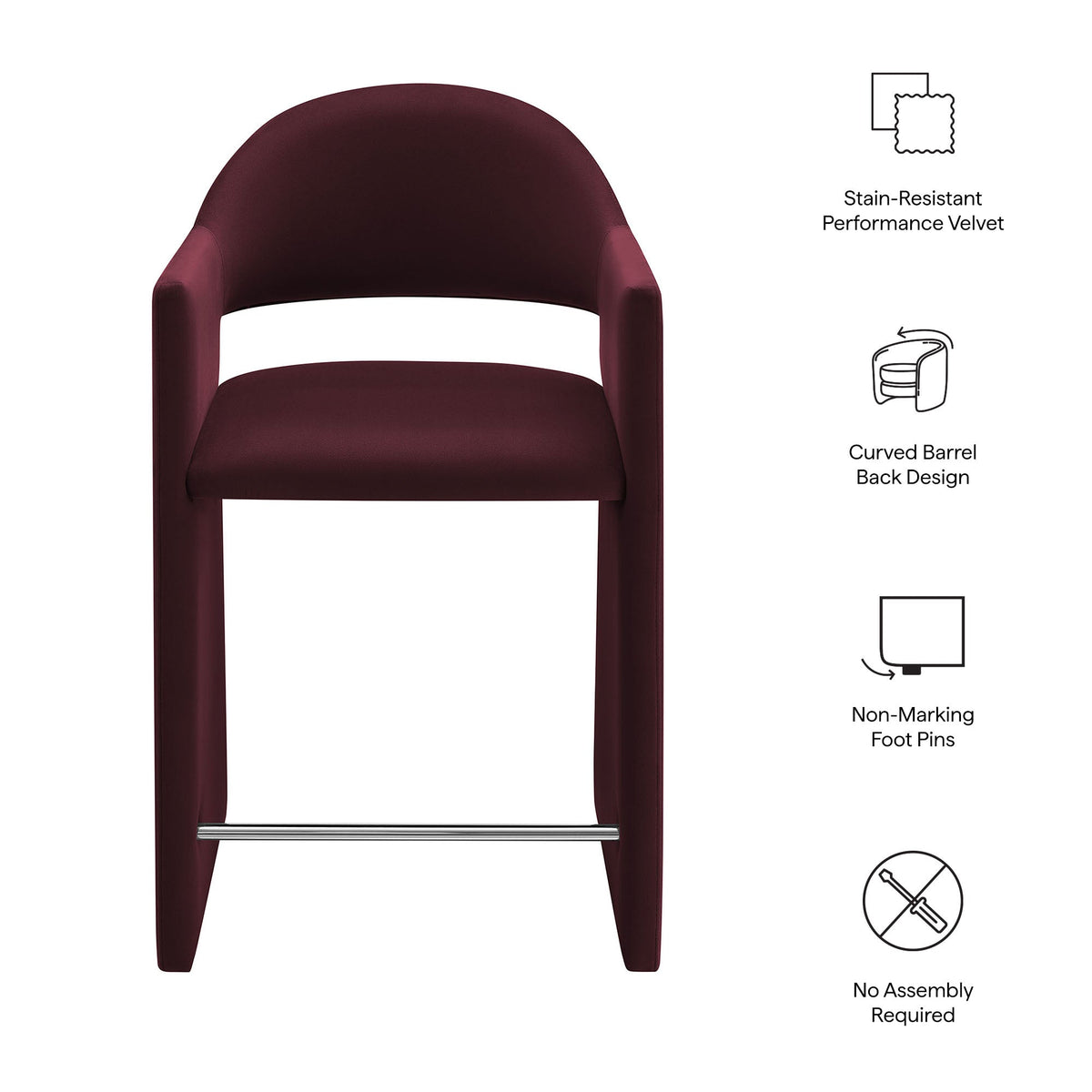 Talia 37 Inch Performance Velvet Counter Stool