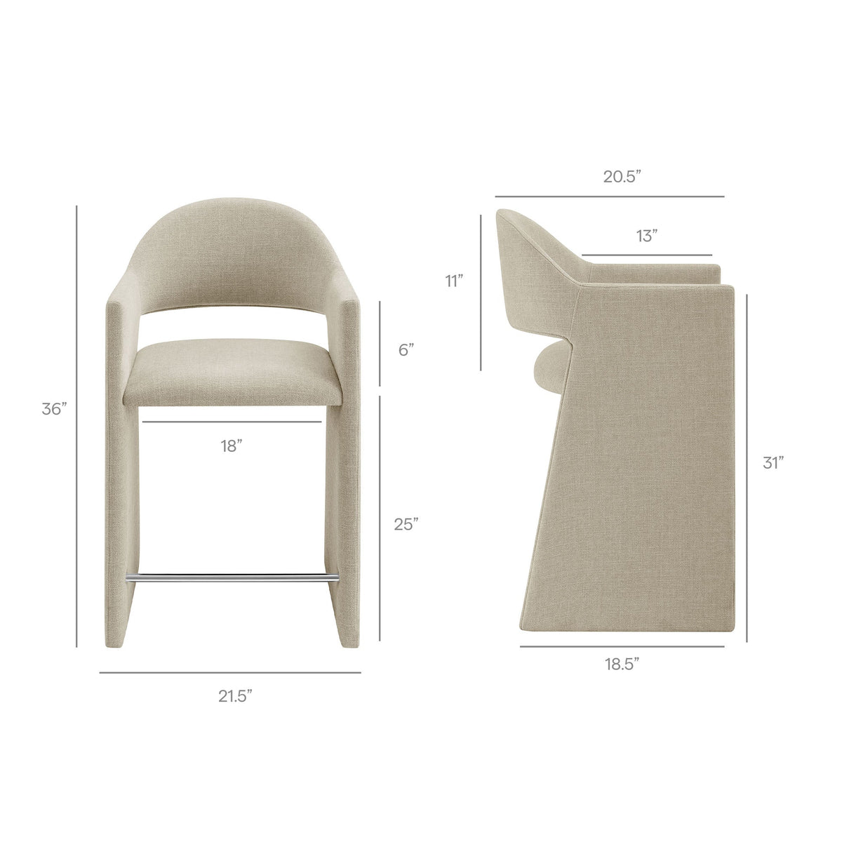 Talia 37 Inch Upholstered Fabric Counter Stool