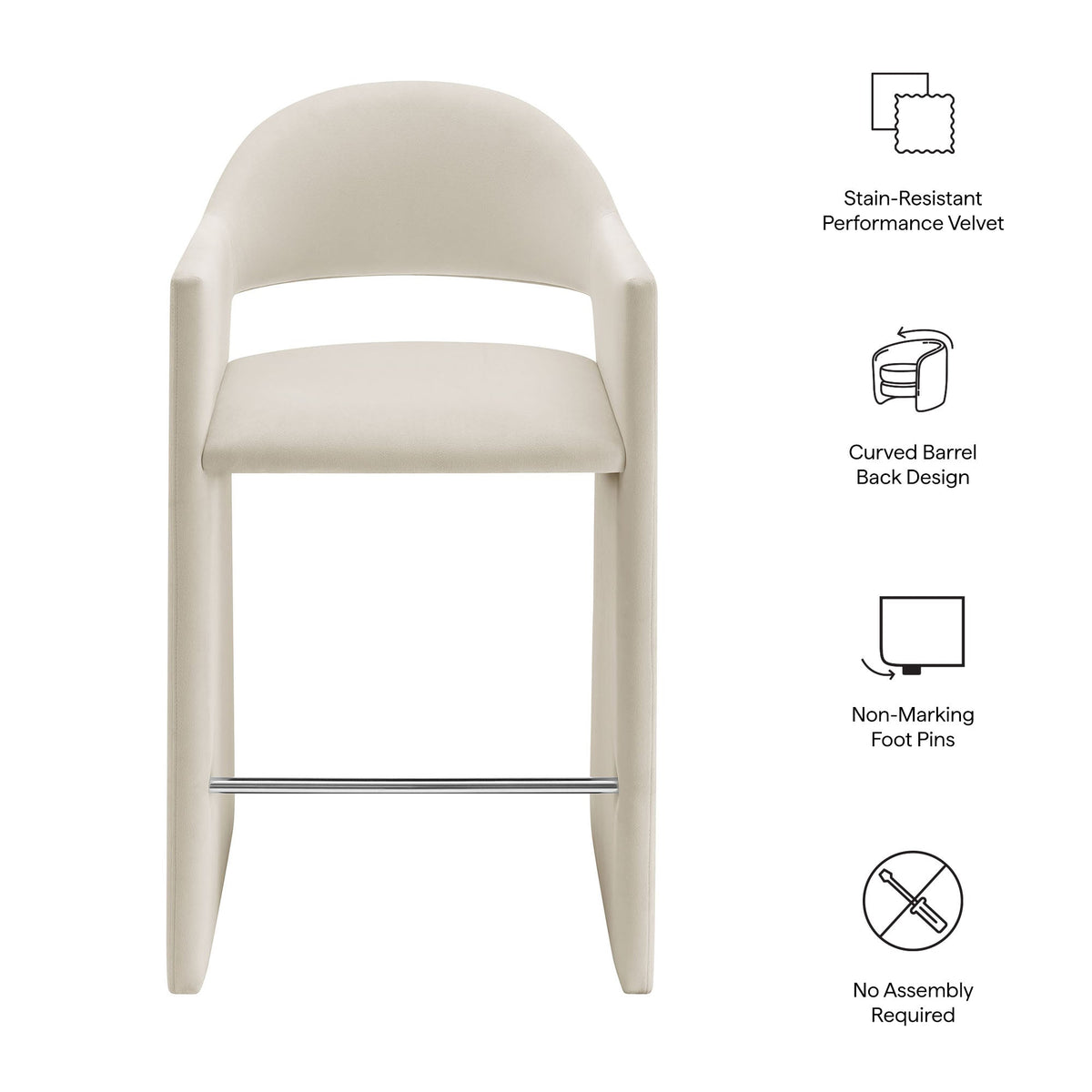 Talia 41 Inch Performance Velvet Bar Stool