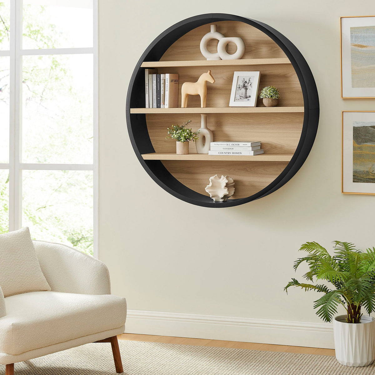 Romy 47" Round Wall Book Shelf