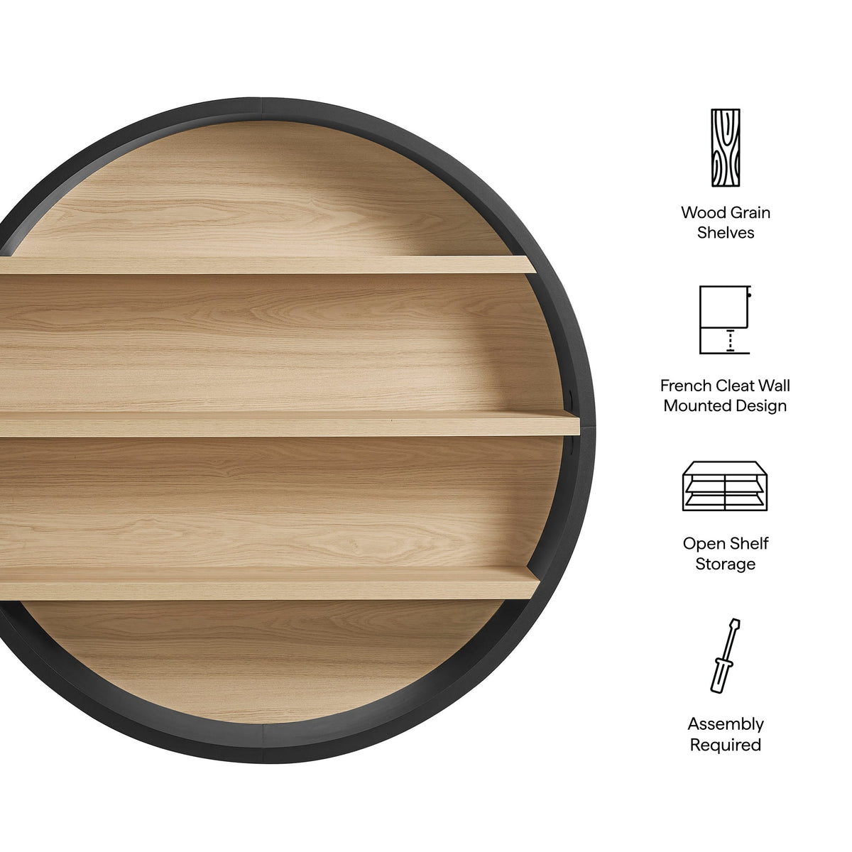 Romy 47" Round Wall Book Shelf