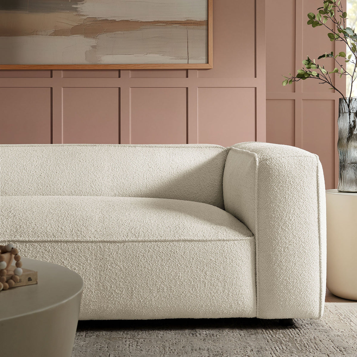 Auren 88 Inch Lattice Bouclé Upholstered Sofa