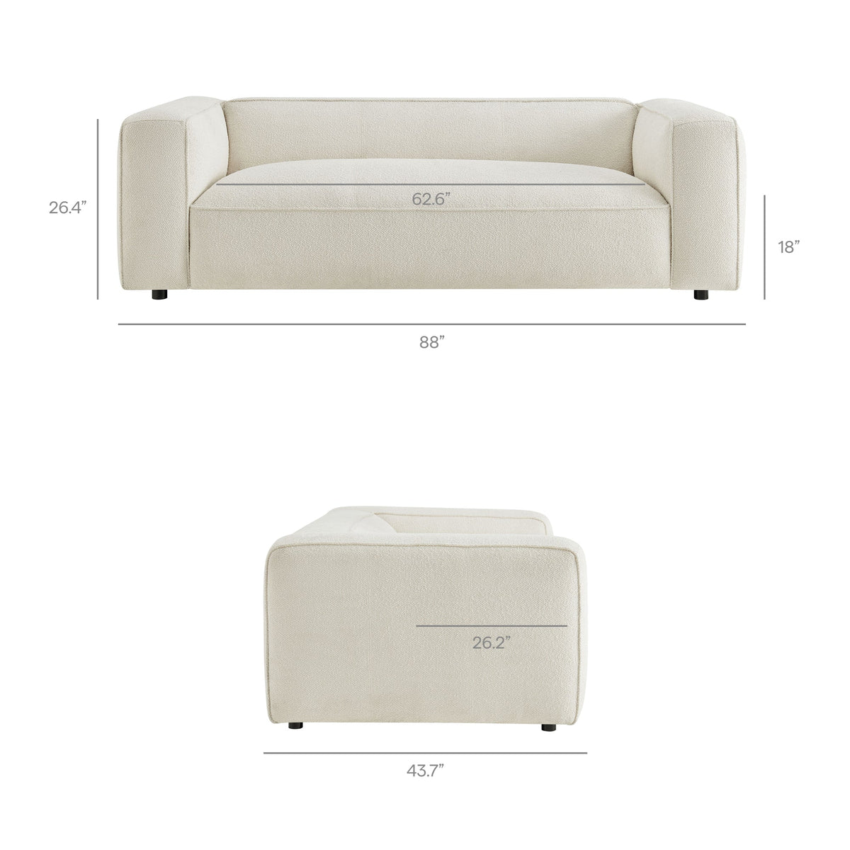 Auren 88 Inch Lattice Bouclé Upholstered Sofa