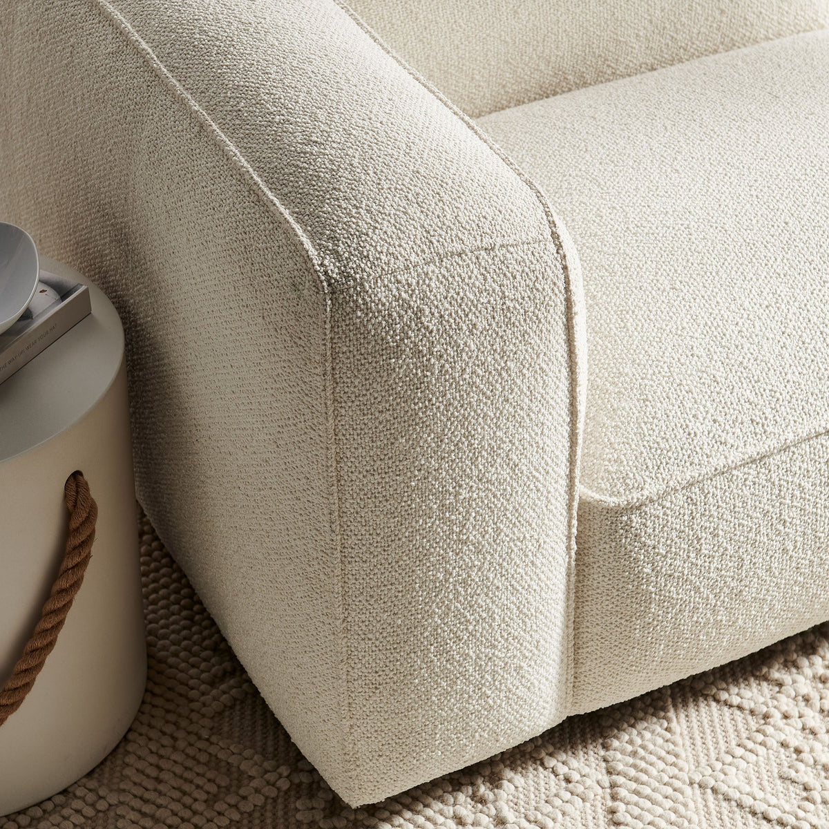 Auren Lattice Bouclé Upholstered Modular Left-Facing Arm Chair