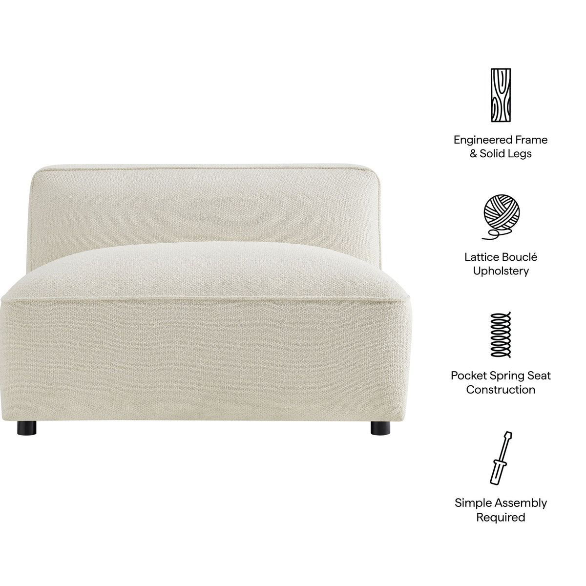 Auren Lattice Bouclé Upholstered Modular Armless Chair