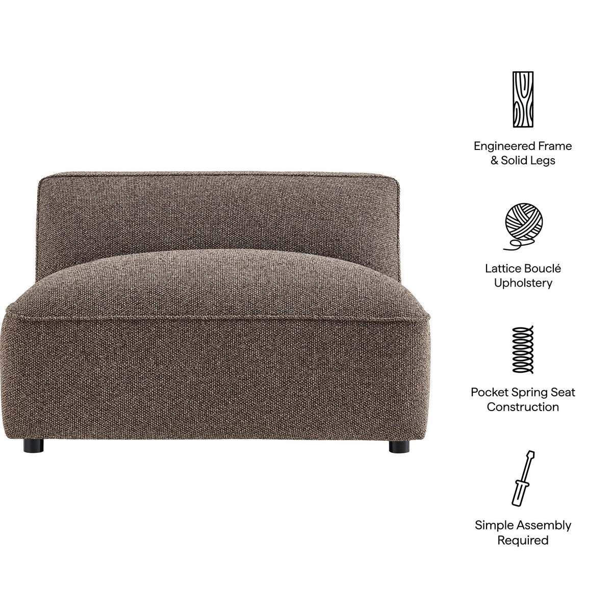 Auren Lattice Bouclé Upholstered Modular Armless Chair