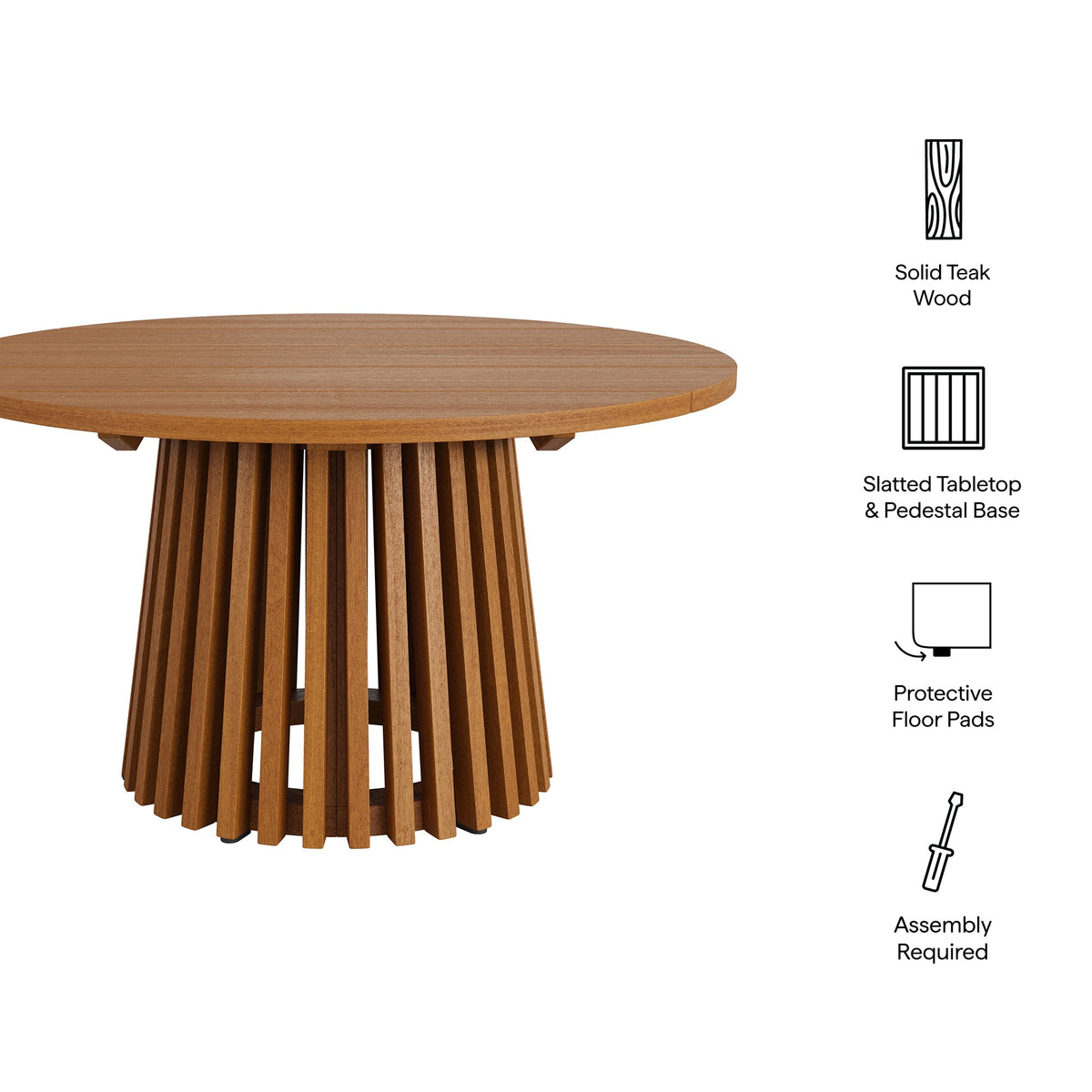 Lane 31 Inch Round Outdoor Teak Wood Coffee Table