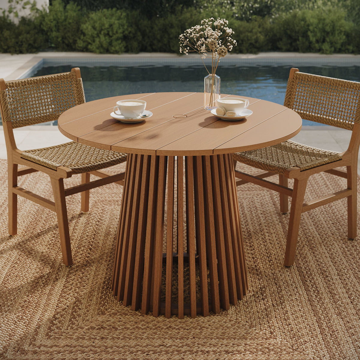 Lane 39 Inch Round Outdoor Teak Wood Dining Table