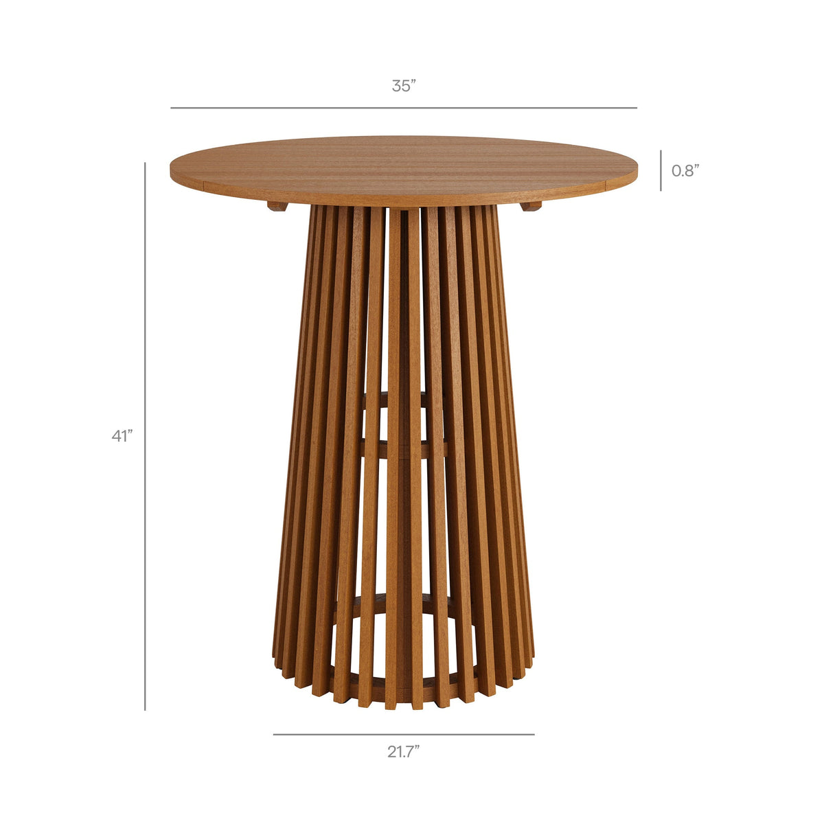 Lane 35 Inch Round Outdoor Teak Wood Bar Table