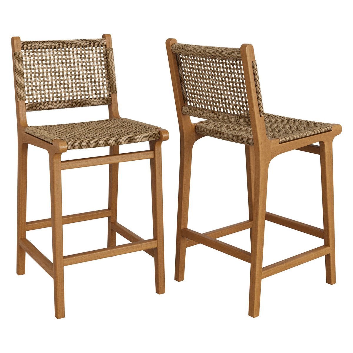 Rowe Outdoor Teak Wood Counter Chairs Set of 2