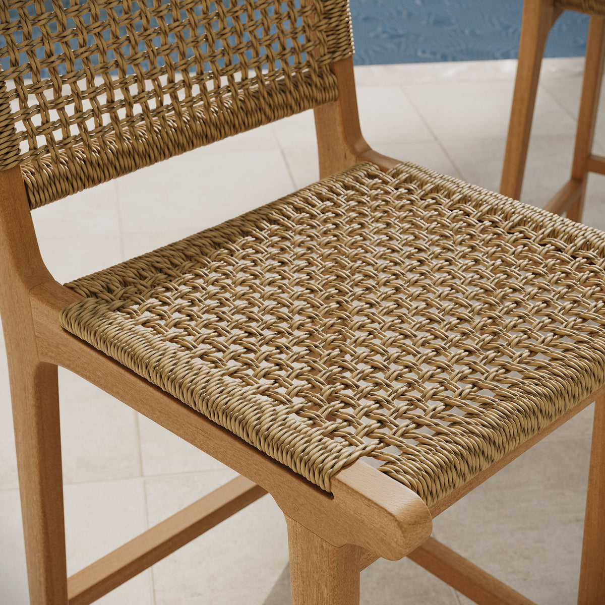 Rowe Outdoor Teak Wood Counter Chairs Set of 2