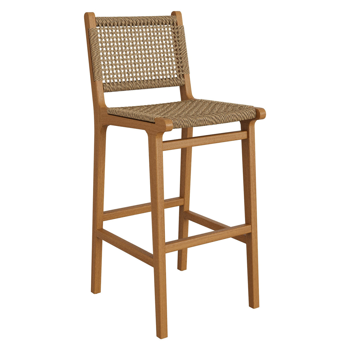 Rowe Outdoor Teak Wood Bar Chairs Set of 2
