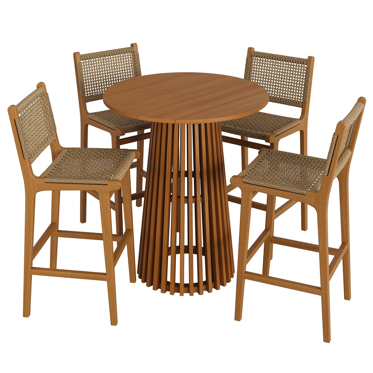 Rowe 5-Piece Outdoor Teak Wood Bar Set - view 1