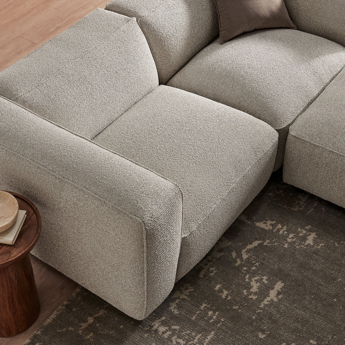 Auren 3 Piece Lattice Bouclé Upholstered Modular Loveseat with Ottoman