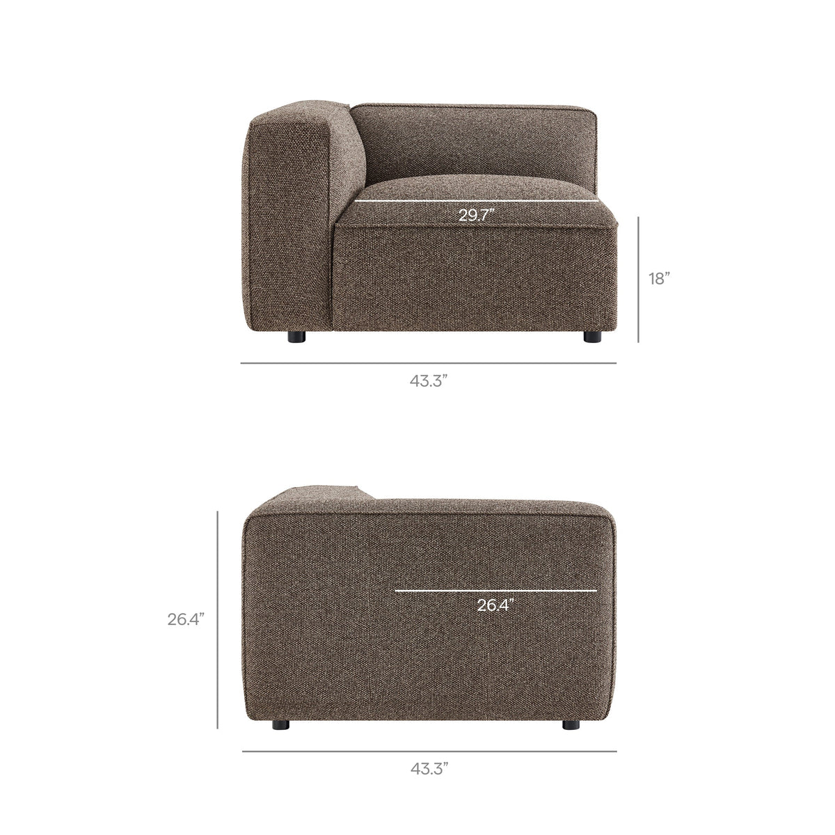 Auren 3 Piece Lattice Bouclé Upholstered Modular Sofa