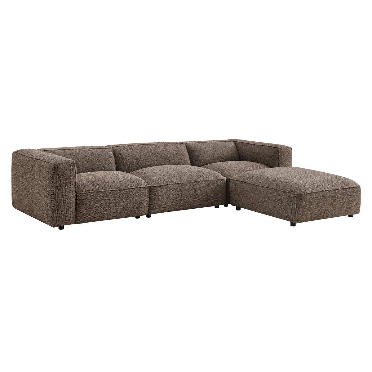 Auren 4-Piece Lattice Bouclé Upholstered Modular Sofa with Ottoman