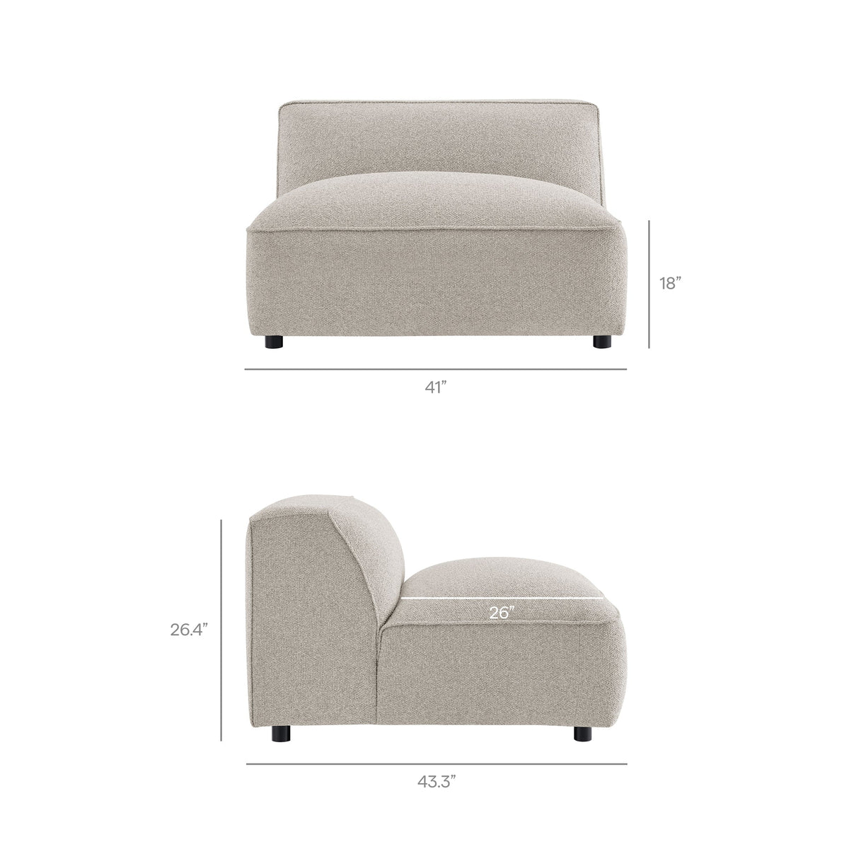 Auren 4-Piece Lattice Bouclé Upholstered Modular Sofa with Ottoman