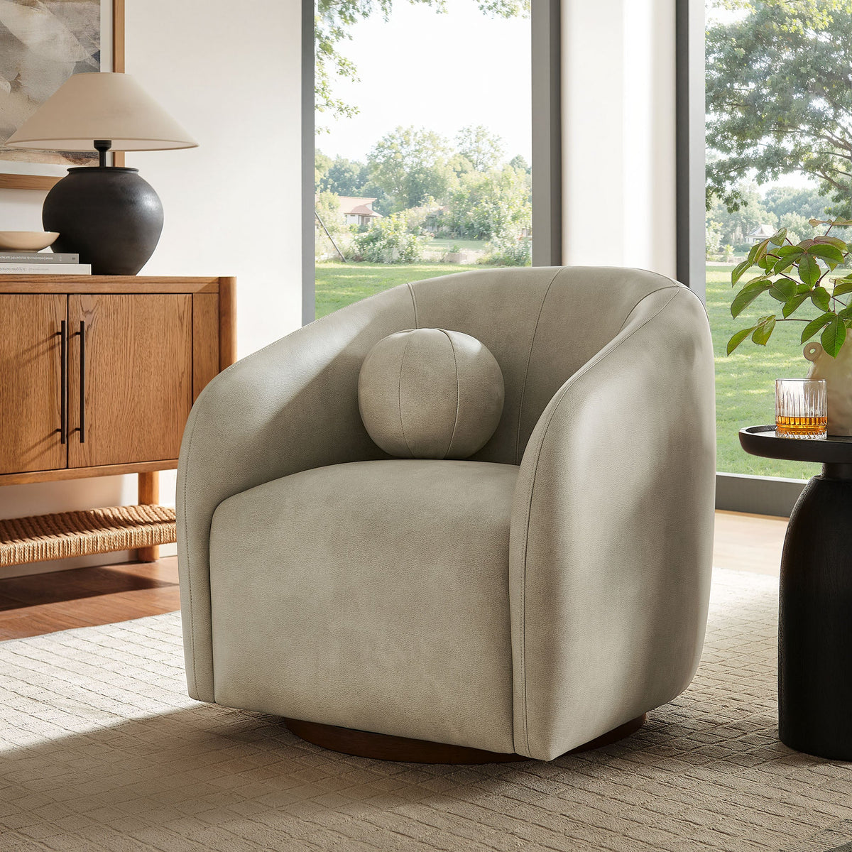 Holland Swivel Vegan Leather Armchair