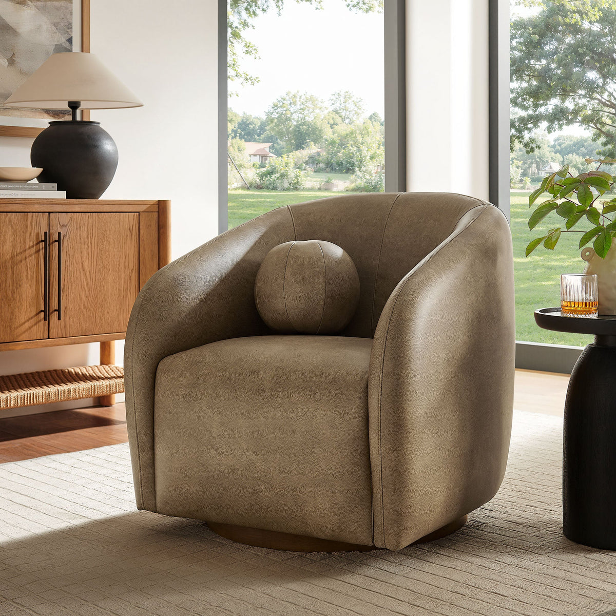 Holland Swivel Vegan Leather Armchair