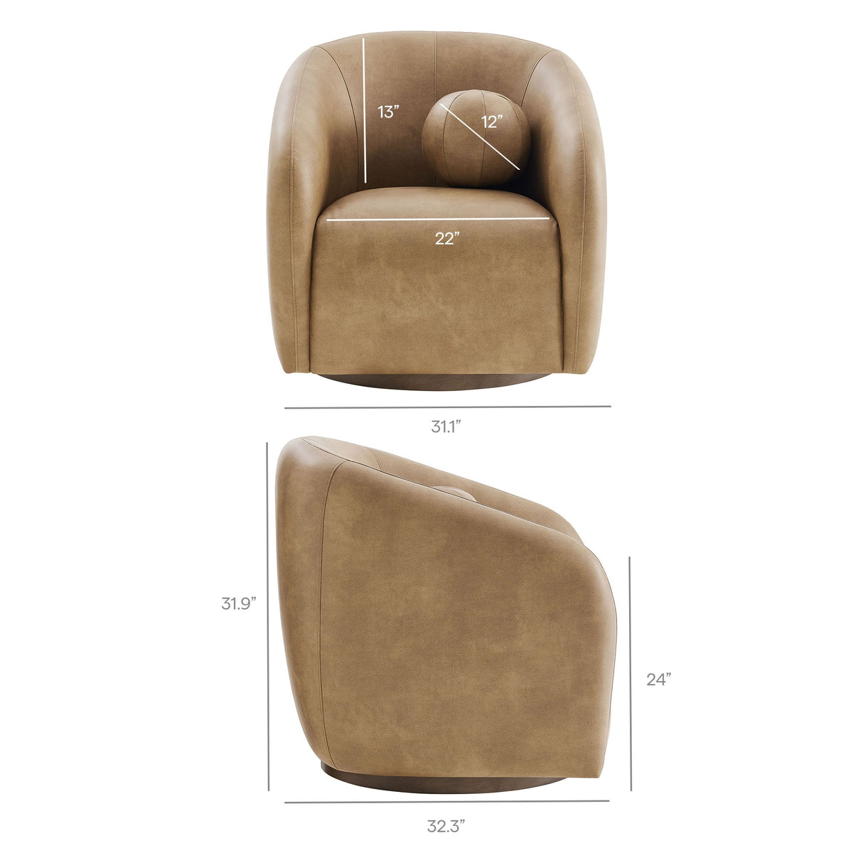 Holland Swivel Vegan Leather Armchair