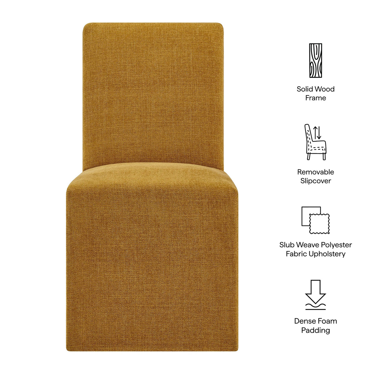 Aster Slub Weave Fabric Slipcovered Dining Chairs Set of 2