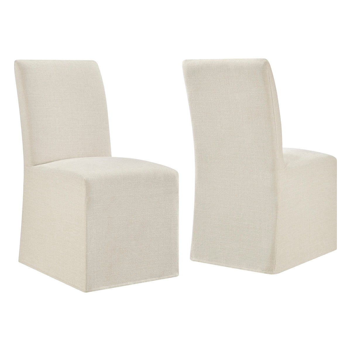 Aster Slub Weave Fabric Slipcovered Dining Chairs Set of 2