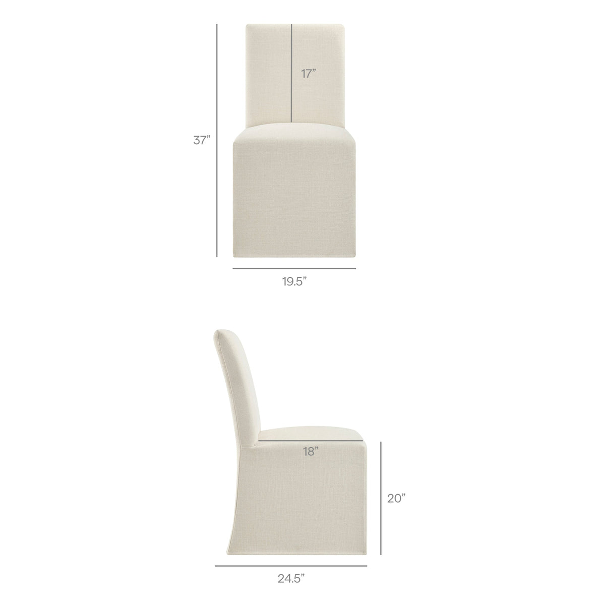Aster Slub Weave Fabric Slipcovered Dining Chairs Set of 2