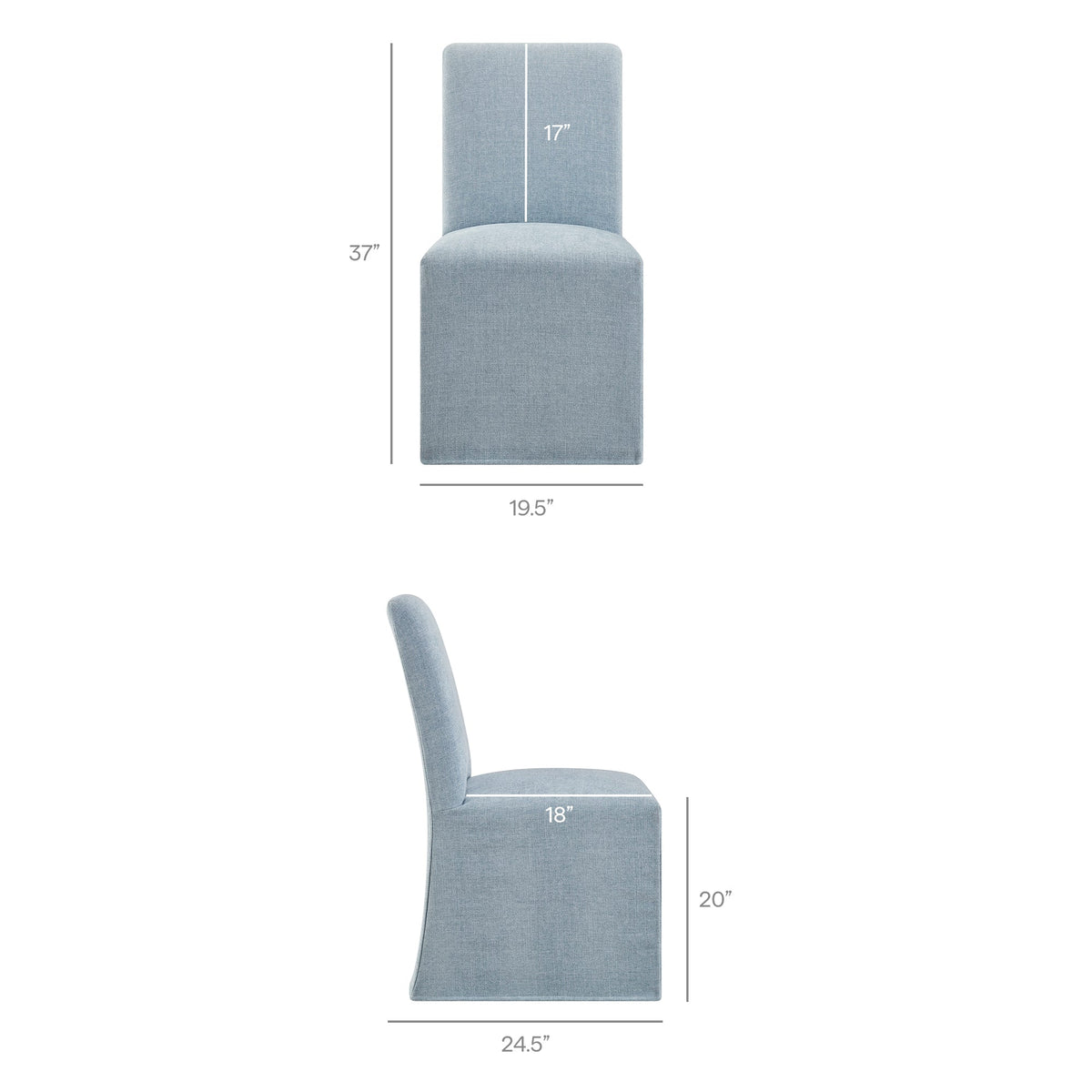Aster Slub Weave Fabric Slipcovered Dining Chairs Set of 2