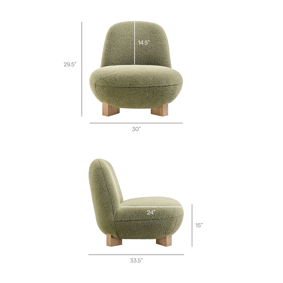 Norwood Faux Mohair Bean Shaped Accent Chair