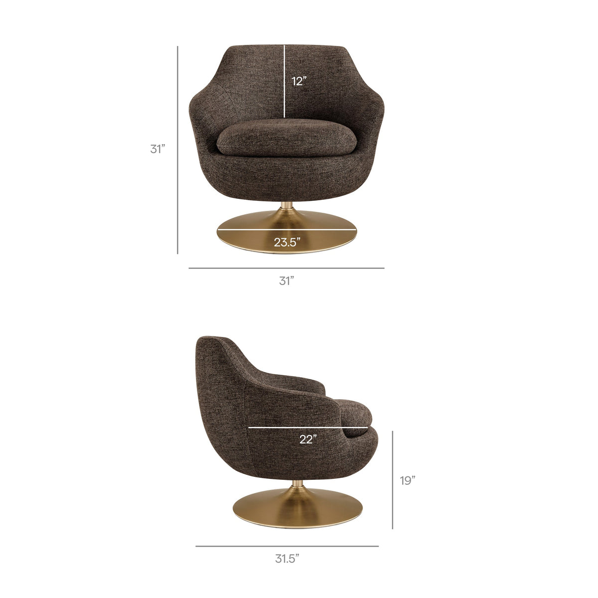 Quimby Melange Chenille Swivel Accent Chair